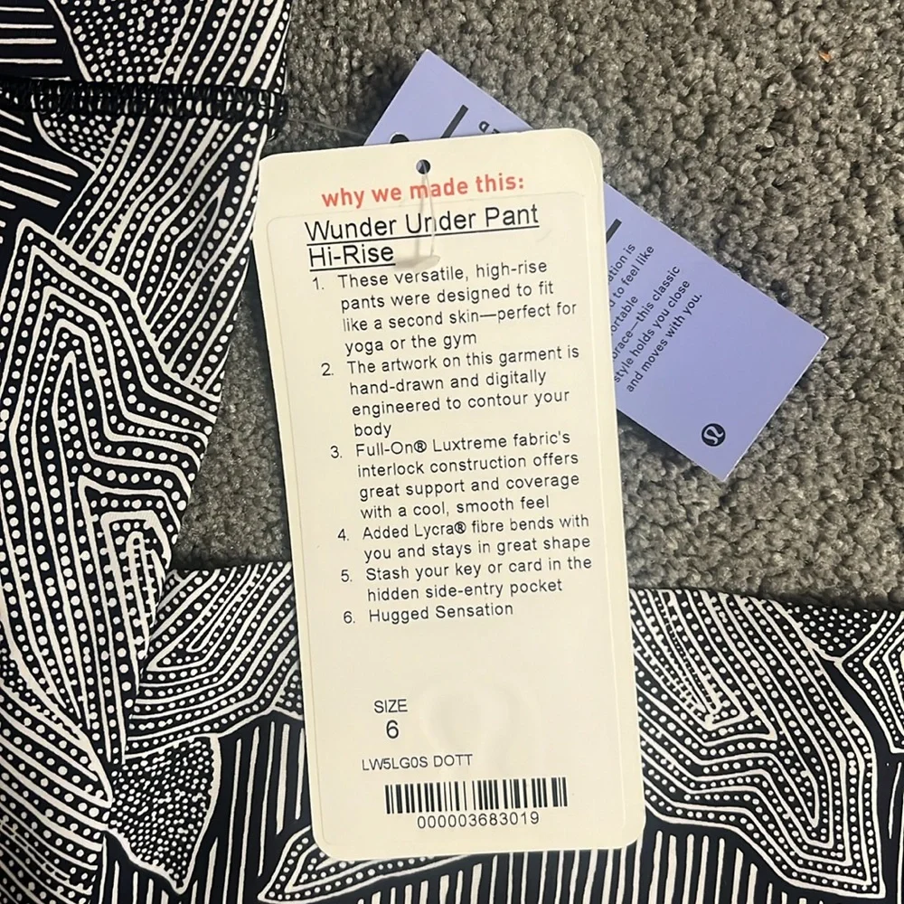 Lululemon Wunder Under Pant (Hi-Rise)
Dottie Tribe White Black - Picture 3 of 6